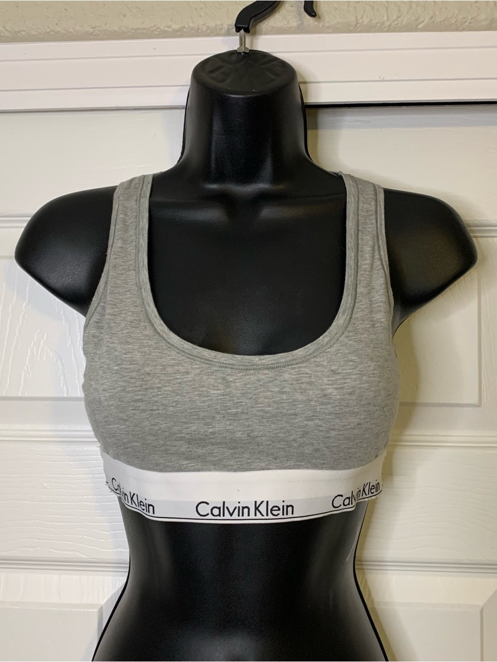 Calvin Klein Grey Scoop Logo Sports Bra